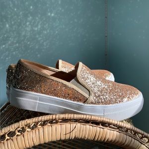 Women's Gold Glitter Slip-On Shoes
